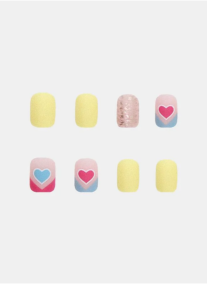 Styli 24 Pcs Heart and Spot Pattern Multi Square Shape Press-On Nails