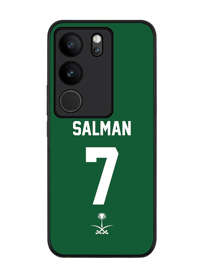 Stylizedd Rugged Black Edge case for Vivo V29 / Vivo V29 Pro / Vivo S17,Slim fit Flexible Cover - Football Team - Saudi Arabia, Player Name - Salman - Image 1