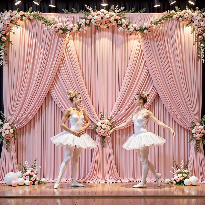 PARTISKY 40x10FT Dusty Rose Backdrop Curtains for Wedding Parties, Wrinkle Free Polyester Photography Backdrop Drapes for Baby Shower Birthday Parties Stage Background Stand Decorations 4x10ft,10 Panels - Image 4