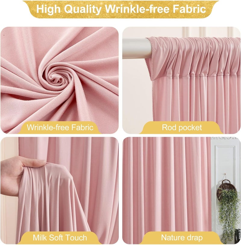 PARTISKY 40x10FT Dusty Rose Backdrop Curtains for Wedding Parties, Wrinkle Free Polyester Photography Backdrop Drapes for Baby Shower Birthday Parties Stage Background Stand Decorations 4x10ft,10 Panels - Image 2
