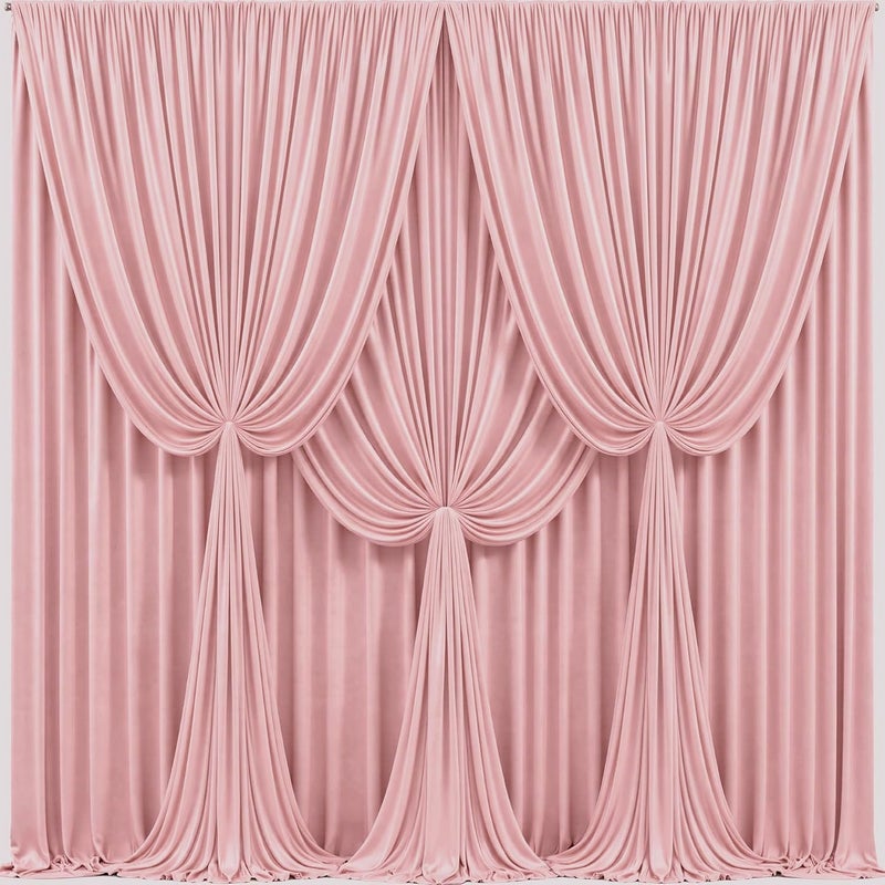 PARTISKY 40x10FT Dusty Rose Backdrop Curtains for Wedding Parties, Wrinkle Free Polyester Photography Backdrop Drapes for Baby Shower Birthday Parties Stage Background Stand Decorations 4x10ft,10 Panels - Image 1