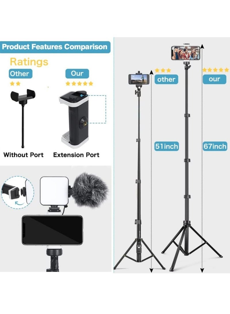 Selfie Stick & Phone Tripod Stand with Remote – Versatile Cell Phone Stand Tripod for Vlogging, Photography, and Video Calls - Image 3