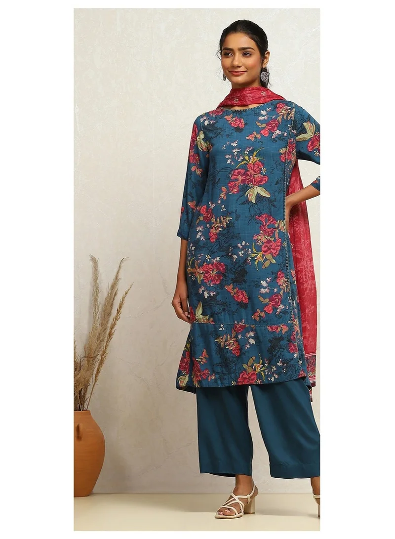 بيبا طقم بدلة خط A مطبوعة باللون الأزرق المخضر