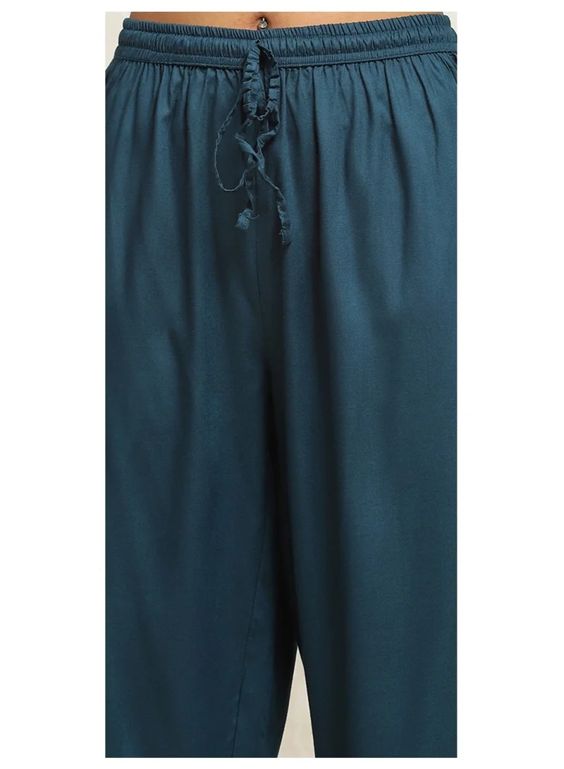 Biba  Teal Blue Printed A-Line Suit Set for Women | Best Price UAE