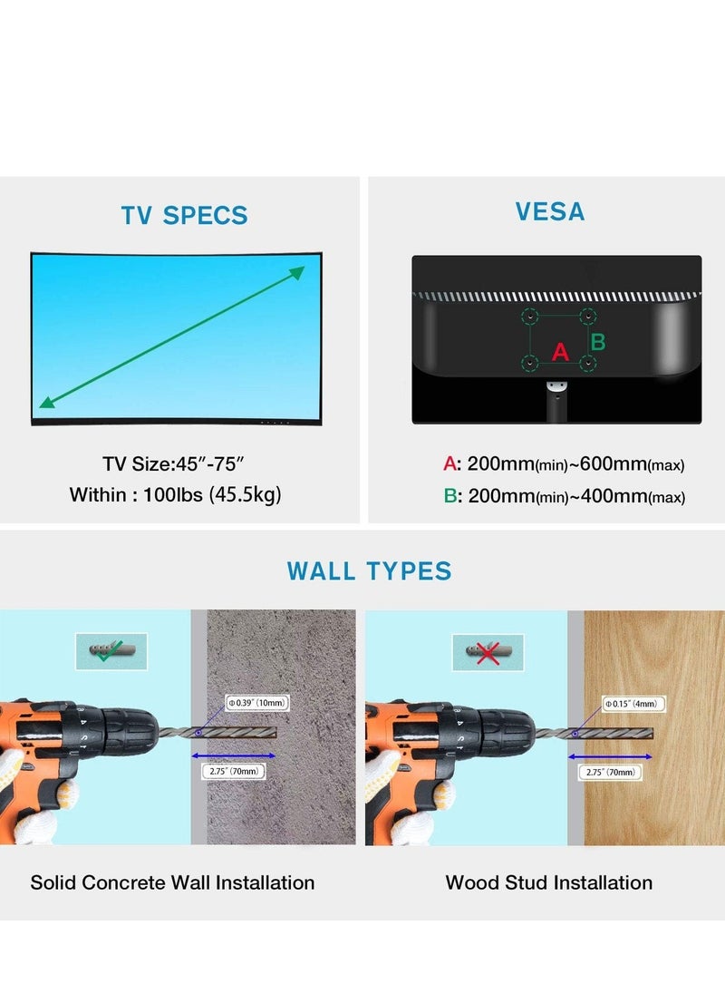 JAJEEK "NEW Full Motion TV Wall Mount – Articulating Swivel Bracket for 40”-80” Flat Screen TVs"  - Image 4
