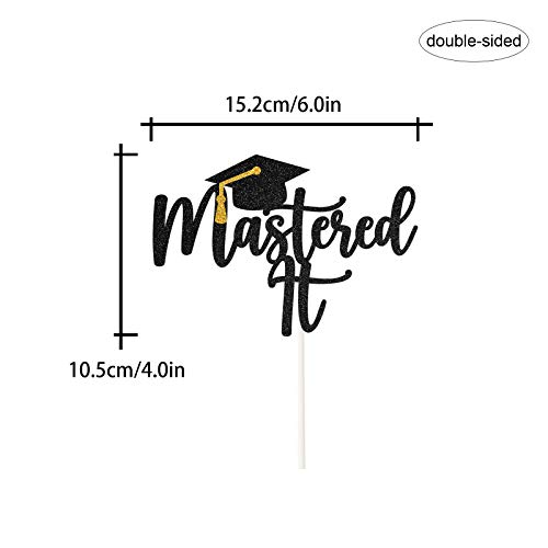 PANHUI Black Glitter Mastered It Cake TopperCollege GradCongratulations MBA Graduation Party Decorations Supplies 1 - Image 5