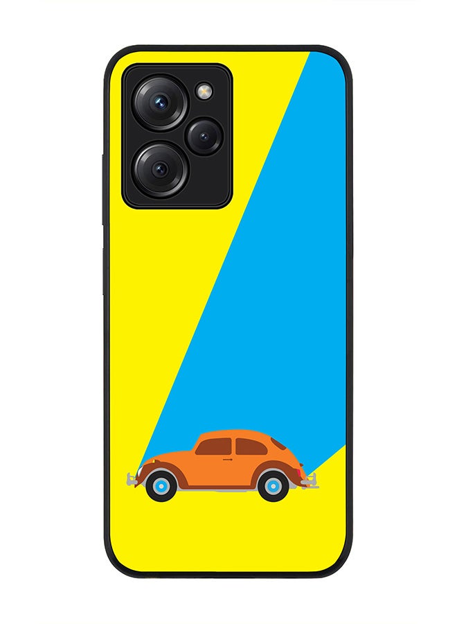 Stylizedd Rugged Black edge case for Poco X5 Pro Slim fit Soft Case Flexible Rubber Edges Anti Drop TPU Gel Thin Cover - Retro Bug Yellow - Image 1