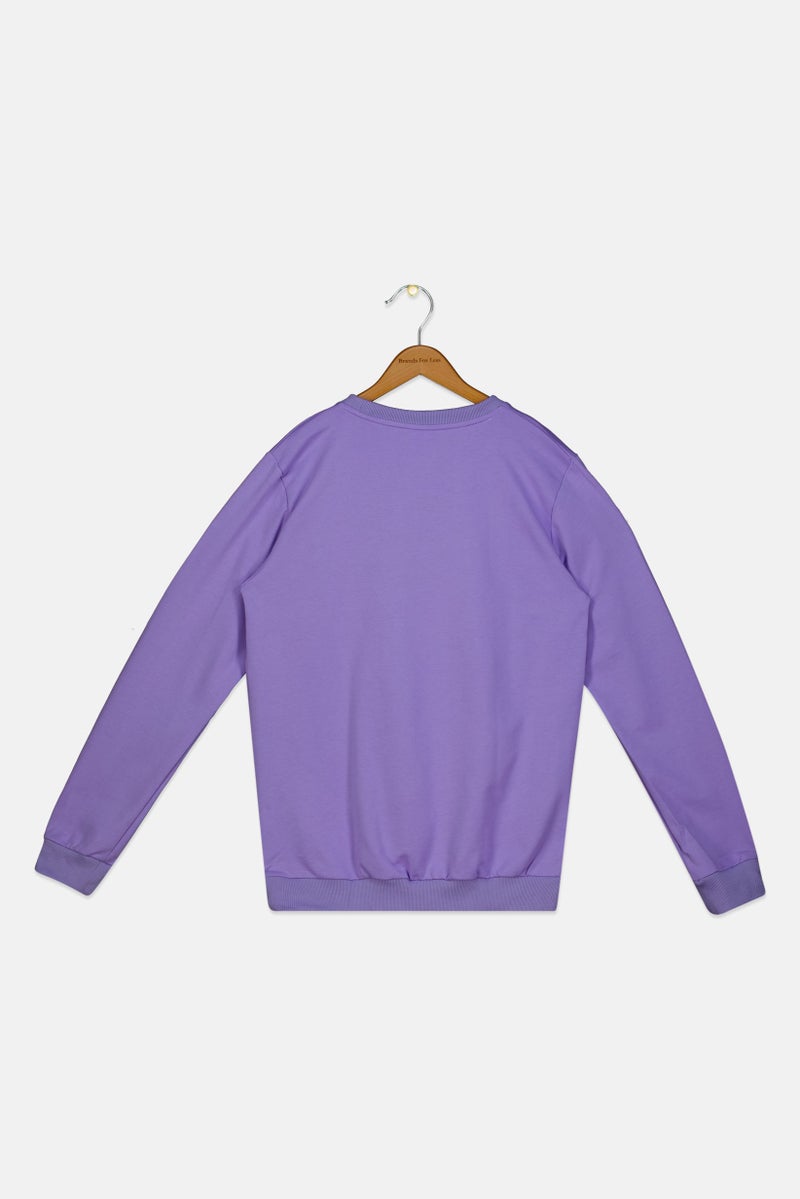 Disney سويت شيرت بنات للأطفال بأكمام طويلة وياقة دائرية، لافندر - Image 2