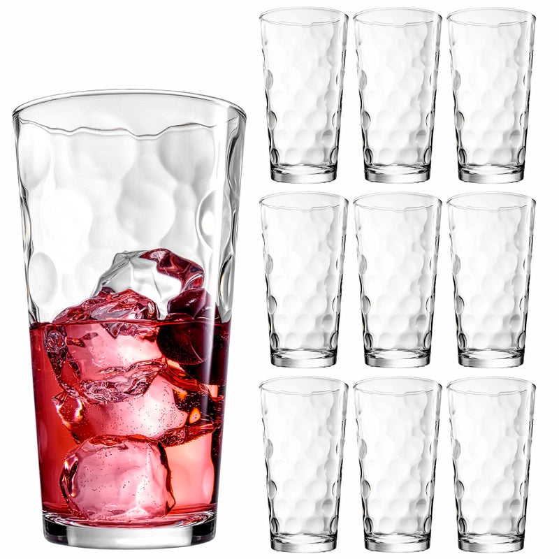 Highball Drinking Glasses Set of 10 Glass Cups by Home Essentials 17 Oz Glassware for Water Juice Cocktails Iced Tea
