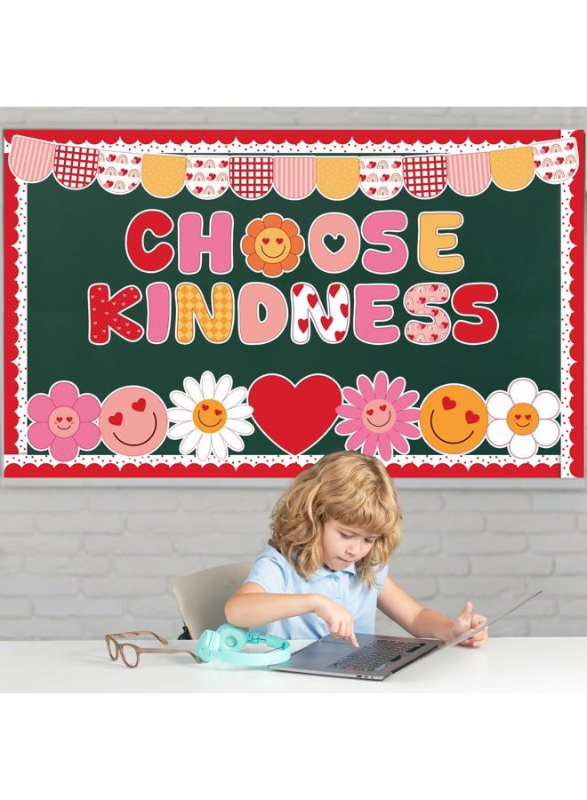 Justforjoyful Groovy Valentine's Day Classroom Bulletin Board Decoration Heart Smile Face Cut Outs Valentine Bulletin Board Set Love Heart Cutouts with Borders for School Nursery Chalkboard Door Decor - Image 4
