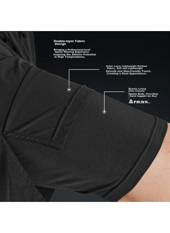 Fandimu Men's Sports Shorts, Marathon Black, Double-layer Lining, Fitness Quick-dry Five-point Shorts, Black, XL - Image 4