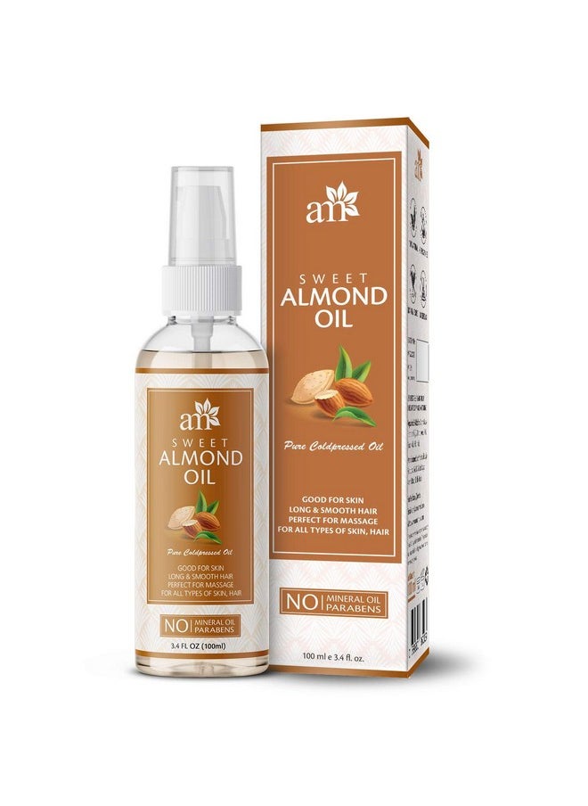AromaMusk - 100% Pure Cold Pressed Sweet Almond Hair Oil For Massage, Skin, Under Eye & Hair, 100Ml - Image 1