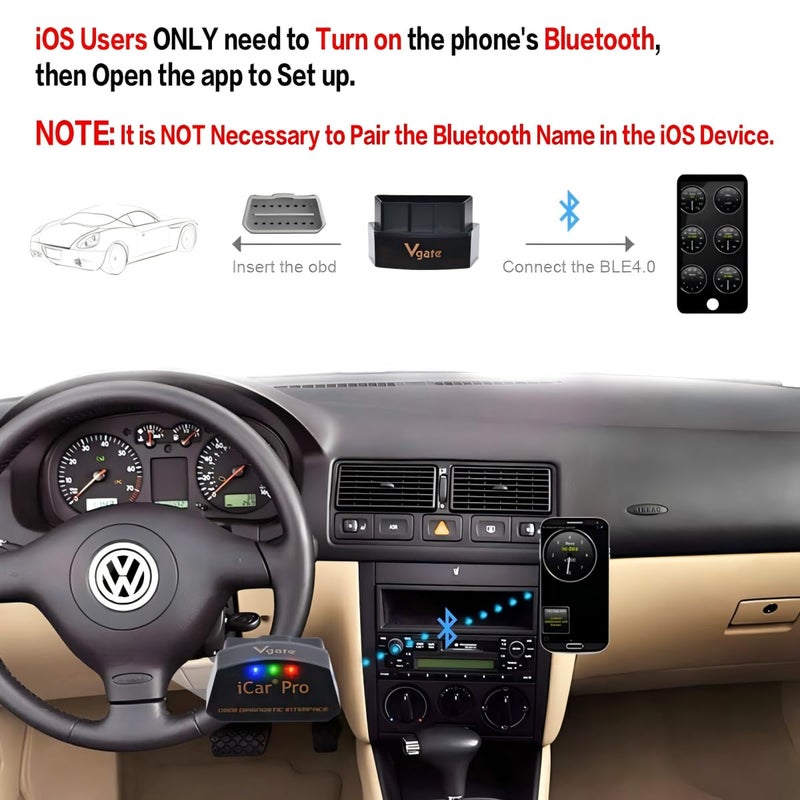 Vgate iCar Pro Bluetooth 4.0 (BLE) OBD2 Fault Code Reader OBDII Code Scanner Car Check Engine Light for iOS/Android - Image 4