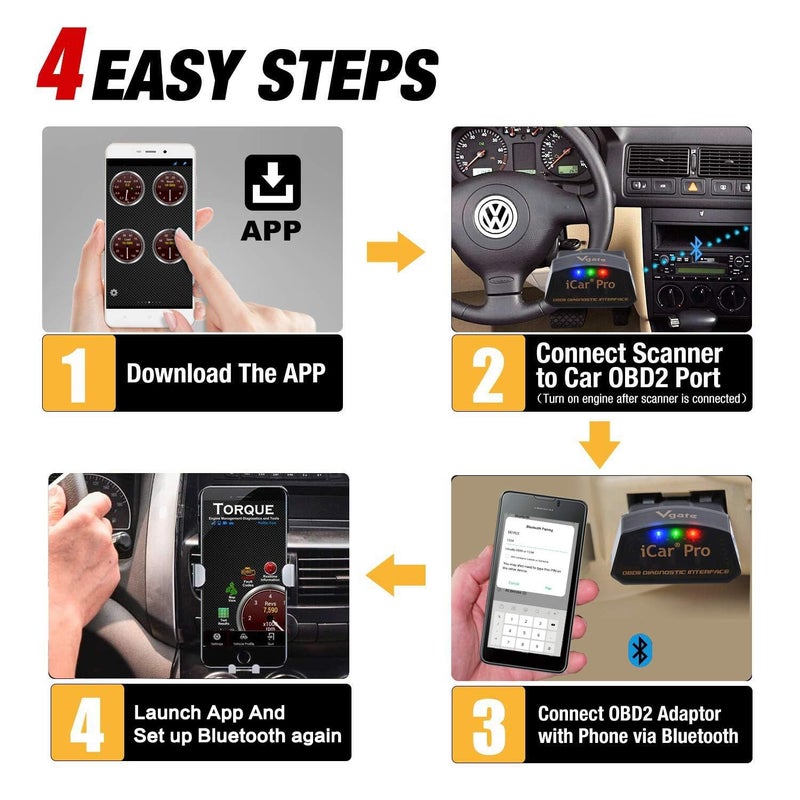 Vgate iCar Pro Bluetooth 4.0 (BLE) OBD2 Fault Code Reader OBDII Code Scanner Car Check Engine Light for iOS/Android - Image 5