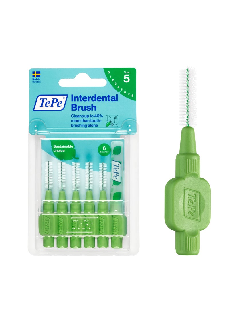 TePe Interdental Brush Green 0.8mm 6's Size 5