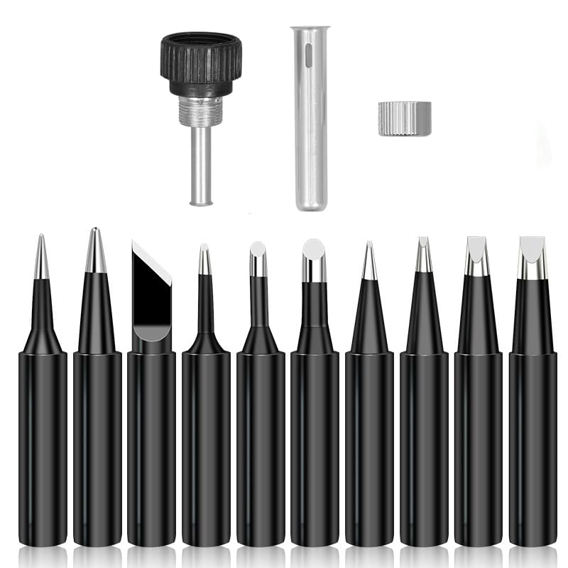 Serplex® Soldering Iron Tips Kit, 10Pcs Assorted Soldering Tips for Hakko 900M 936, 60W /80W Welding Head Solder Tips Replacement Accessories Soldering Tips Kit Welding Tip Soldering Accessories - Image 1