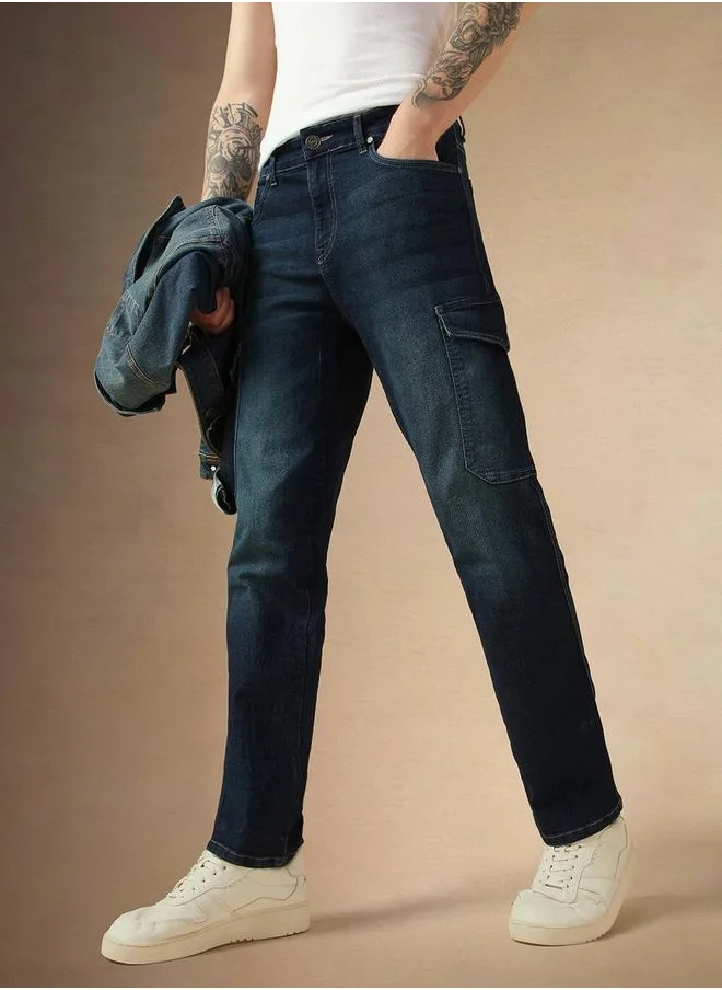 دينيس لينغو Mid Rise Straight Fit Faded Jeans