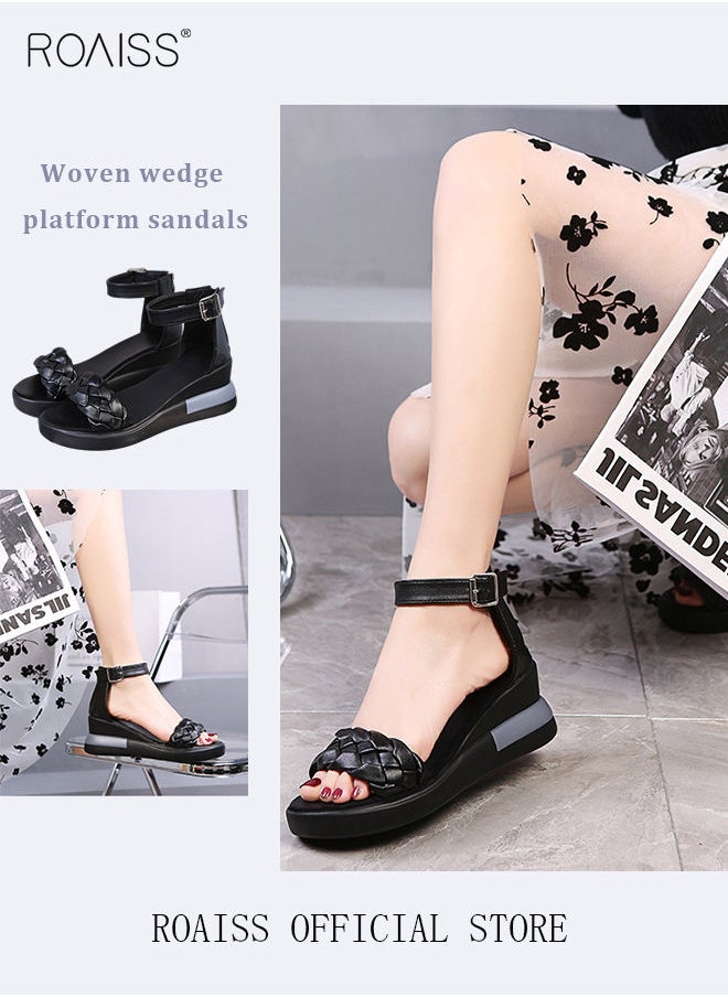 Wedge Sandals for Women Comfortable Open Toe Sandals Casual Summer Buckle Open Toe Ankle Strap Platform Sandals Platform Wedge Heels Sandals Rubber Sole Shoes - pzsku/Z660298E7529360F46B86Z/45/_/1691462405/aced9c48-f75b-4a6a-9210-5fd95ee0cfd9