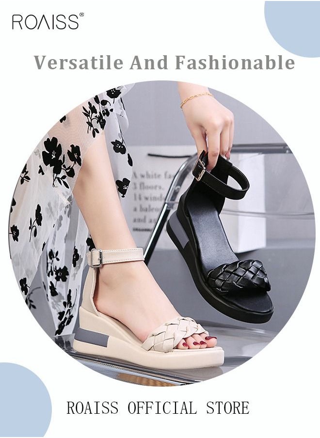 Wedge Sandals for Women Comfortable Open Toe Sandals Casual Summer Buckle Open Toe Ankle Strap Platform Sandals Platform Wedge Heels Sandals Rubber Sole Shoes - pzsku/Z660298E7529360F46B86Z/45/_/1691632238/cdbdd340-a870-4b8e-8ead-4f817b5efbff