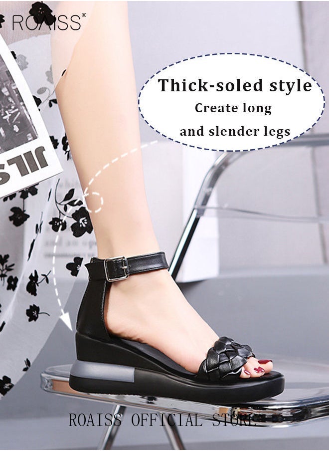 Wedge Sandals for Women Comfortable Open Toe Sandals Casual Summer Buckle Open Toe Ankle Strap Platform Sandals Platform Wedge Heels Sandals Rubber Sole Shoes - pzsku/Z660298E7529360F46B86Z/45/_/1734691175/c07a4502-dcee-4741-87ab-61d7a58bb78f