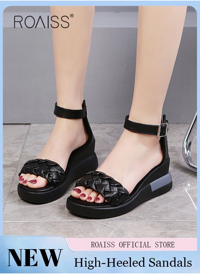 Wedge Sandals for Women Comfortable Open Toe Sandals Casual Summer Buckle Open Toe Ankle Strap Platform Sandals Platform Wedge Heels Sandals Rubber Sole Shoes - pzsku/Z660298E7529360F46B86Z/45/_/1734691176/9aba888a-d4ae-4323-a9bb-1aeed8bc88b6