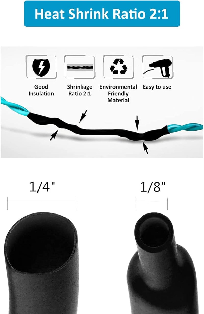 KASTWAVE 625pcs Heat Shrink Tubing, Heat Shrink Tube Wire Shrink Wrap UL Approved Ratio 2:1 Electrical Cable Wire Kit with Case, Long Lasting Insulation Protection, Safe and Easy, Eco-Friendly (8 Sizes) - Image 5