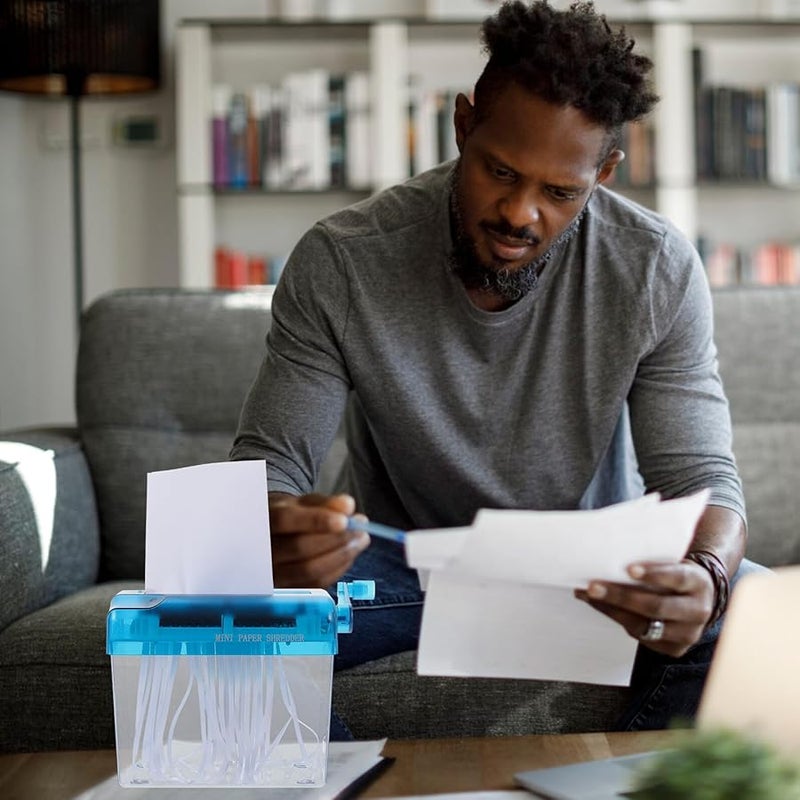 Manual Paper Shredder Portable Hand Crank Office Home School Desktop Use Lightweight Document Cutter - Image 5