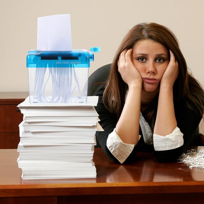 Manual Paper Shredder Portable Hand Crank Office Home School Desktop Use Lightweight Document Cutter - Image 4