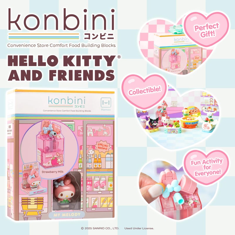 Hamee Sanrio Hello Kitty and Friends 'Konbini' Cute Building Blocks Figure Set â€“ [Birthday Gift, Party Favor, Gift Basket Filler, Stress Relief, Collectible Toy, Sanrio Fan, Relaxation] - My Melody - Image 4