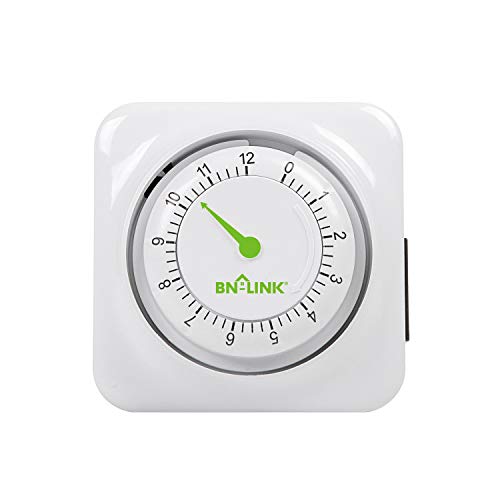 BN-LINK 12 Hour Indoor Mechanical Accurate Countdown Timer, 3-Prong Grounded Outlet, 15 Minute Increments, Energy Saving for Kitchen, Phone Charger, Lamps, Holiday Decoration 1875W, 1/2 HP, ETL Listed - Image 1
