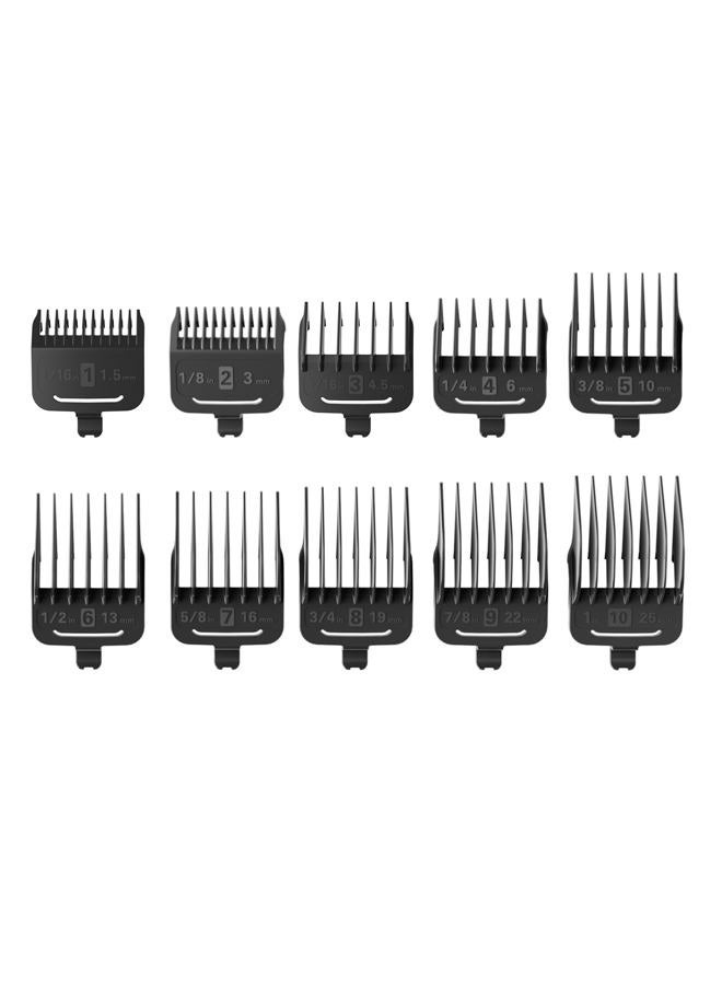 Oneisall 10Pcs Attachment Guide Comb Guards Dog Clippers RFC-676#1-#8, 1.5mm/3/mm/4.5mm/6mm/10mm/13mm/16mm/19mm/22mm/25mm Cut Length, Black