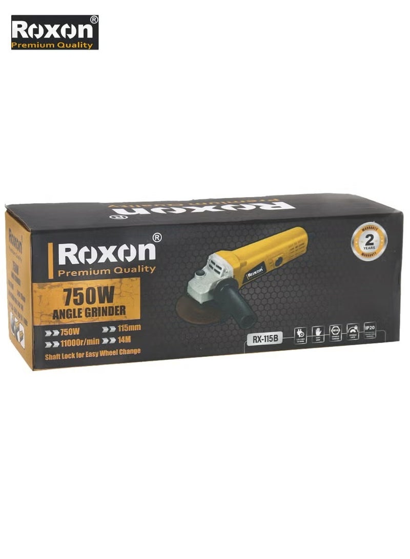 ROXON 750W Heavy Duty Angle Grinder 4.5 Inch – RX-115B Electric Corded Handheld Grinding Machine, 11000 RPM High Speed Metal Cutter and Polisher with M14 Spindle Lock and Rear Switch for Workshop - Image 3