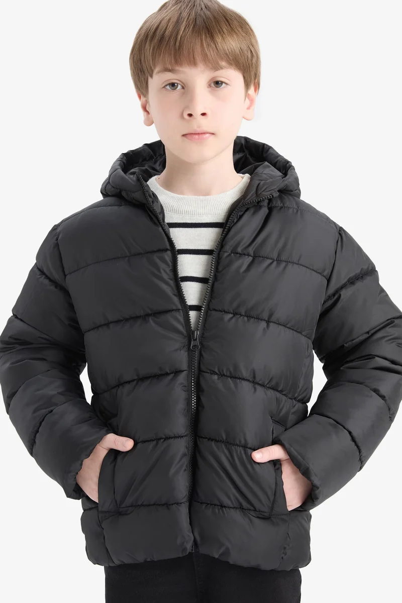 Defacto Boy Hooded Water Repellent Zipper Puffer Jacket