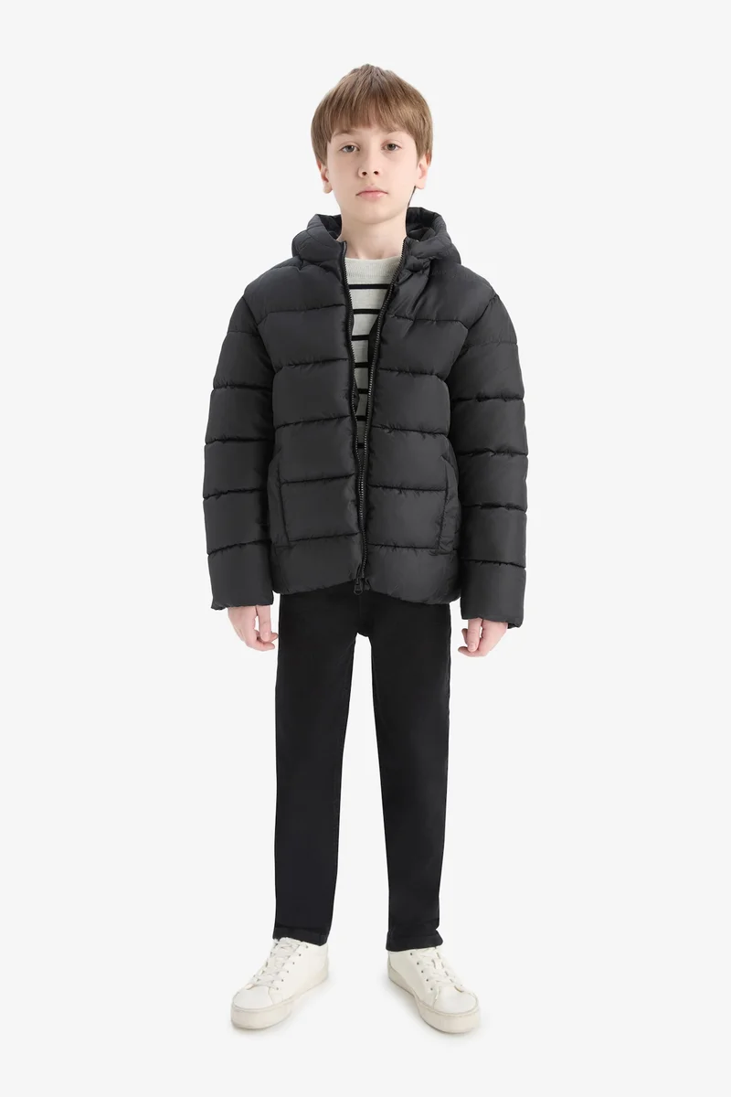 Defacto Boy Hooded Water Repellent Zipper Puffer Jacket