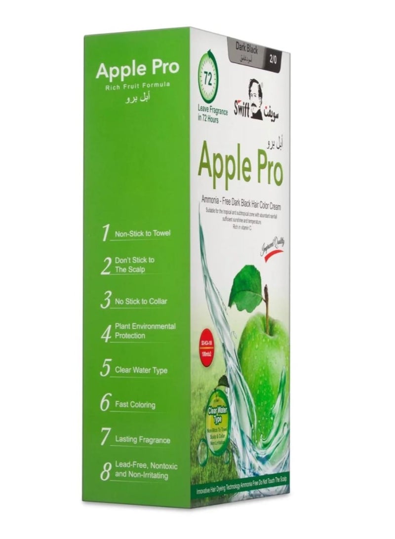 سويفت صبغة شعر ابل برو ( لون اسود داكن ) خالية من الأمونيا - كريمية بتغطية 100% للشعر الابيض من سويفت، 2×100 مل - Image 2