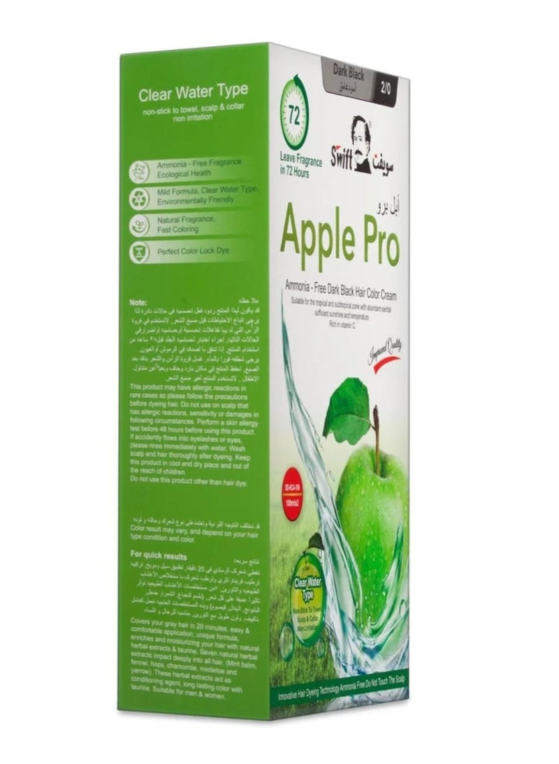 سويفت صبغة شعر ابل برو ( لون اسود داكن ) خالية من الأمونيا - كريمية بتغطية 100% للشعر الابيض من سويفت، 2×100 مل - Image 3