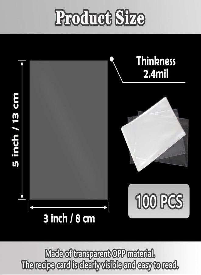 Mecefeno Recipe Card Protectors, Recipe Card Covers Index Card Sleeves Protect Recipes Kitchen Plastic Cookbook Sheet Protectors Cookbook Page Sleeve - 100 Count 3×5 Inch - Image 2