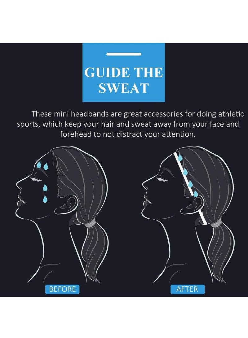 KASTWAVE عصابات رأس رياضية، 4 قطع من عصابات رأس سميكة غير قابلة للانزلاق للنساء والرجال، عصابات رأس رياضية مرنة لرياضة الهوكي وكرة القدم والتنس واليوجا (أسود، أبيض، رمادي، أزرق ملكي) - Image 2