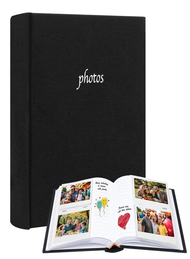 فيسيفول ألبوم صور Veicevol لكاميرا Fujifilm Instax Wide 300، غلاف من الكتان، ألبوم صور بـ 120 جيبًا مع مساحة للكتابة لكاميرا Polaroid Now OneStep2 OneStep+ الفورية، وكاميرا POP Lab للطباعة (أسود) - Image 1