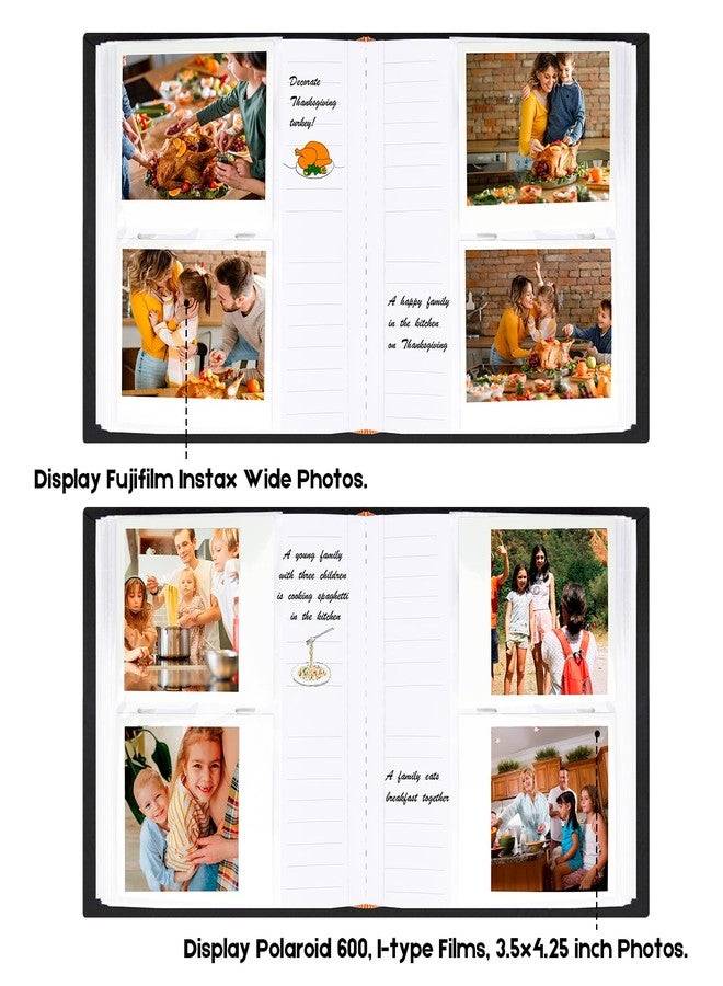 فيسيفول ألبوم صور Veicevol لكاميرا Fujifilm Instax Wide 300، غلاف من الكتان، ألبوم صور بـ 120 جيبًا مع مساحة للكتابة لكاميرا Polaroid Now OneStep2 OneStep+ الفورية، وكاميرا POP Lab للطباعة (أسود) - Image 5
