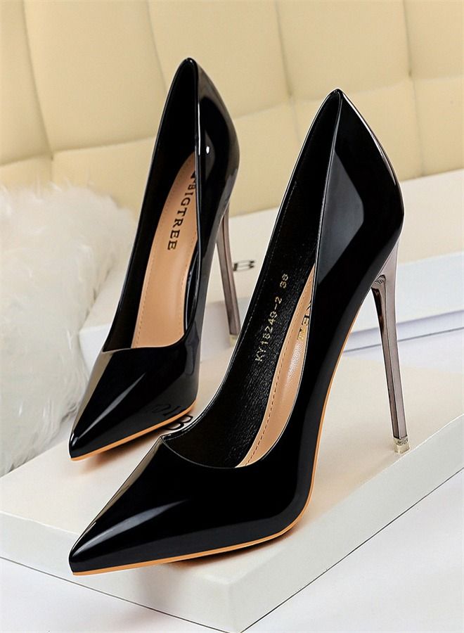BIGTREE Metal Heel Tip Shows Thin High Heel 10.5CM Black