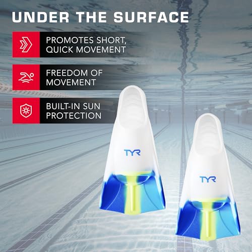 TYR Stryker Silicone Swim Fins, Orange/Teal/Yellow/Clear, Small - Image 3