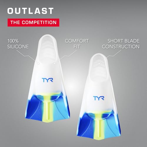TYR Stryker Silicone Swim Fins, Orange/Teal/Yellow/Clear, Small - Image 4