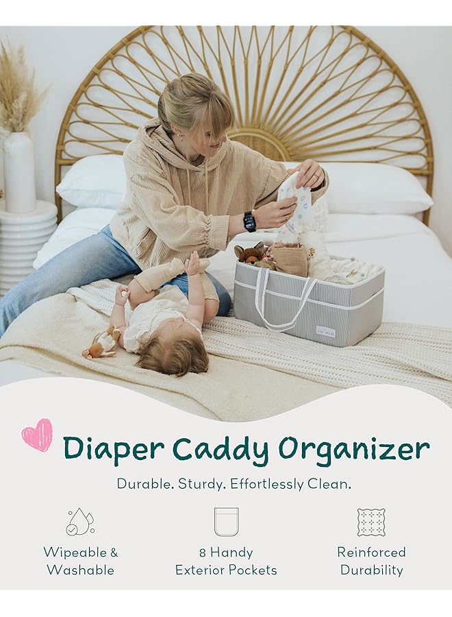 Lily Miles Baby Diaper Caddy Large Organizer Tote Bag For Infant Boy Or Girl Baby Shower Basket Nursery Must Haves Registry Favorites Collapsible Newborn Caddie Car Travel  - Image 2