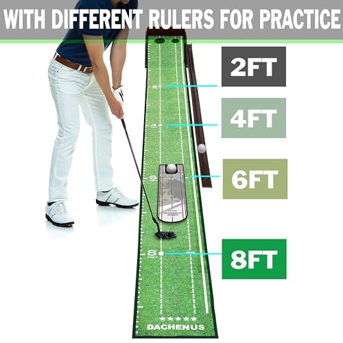 Dachenus Dacheus Putting Green Indoor, Putting mat, Putting Mat Indoor Golf Matt,Golf Gifts with Automatic Ball Return for Indoor and Outdoor,Office (Olive Green+Putting Mirror) - Image 2