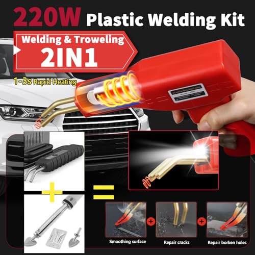 Miotorio 220w Plastic Welder,Upgraded 2 in 1 Plastic Welding Kit,Plastic Repair Kit 1000pcs Hot Staples & 92pcs Plastic Welding Rods for Car Bumper Plastic Crack Repair (Red) - Image 3