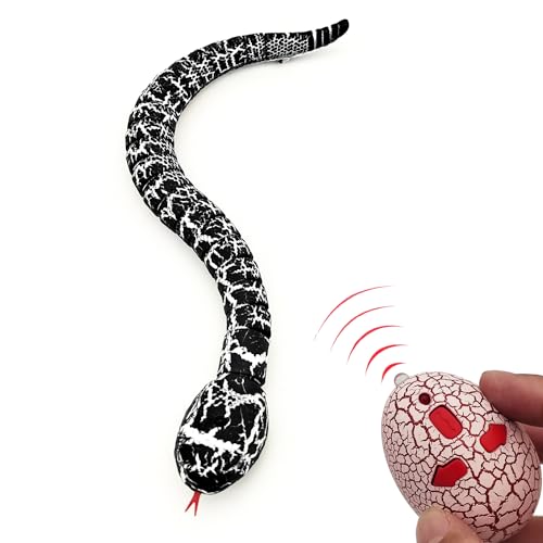 Tipmant Realistic Remote Control Snake RC Animal Toy Crawling Electric Electronic Battery Powered Honored for Kids Cat Halloween Christmas Prank Birthday Gifts Black - Image 1