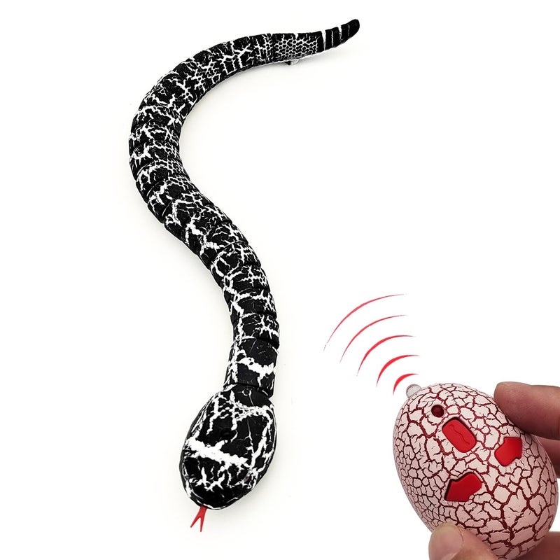 Tipmant Realistic Remote Control Snake RC Animal Toy Crawling Electric Electronic Battery Powered Honored for Kids Cat Halloween Christmas Prank Birthday Gifts Black - Image 3