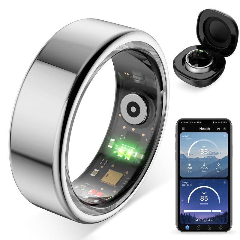 COLMI R02 Smart Ring Smart Ring for Women and Men with a Charging Case Supports Heart Rate Blood Oxygen Sleep Health Monitoring No Subscription Fee Silver 11 - Image 2