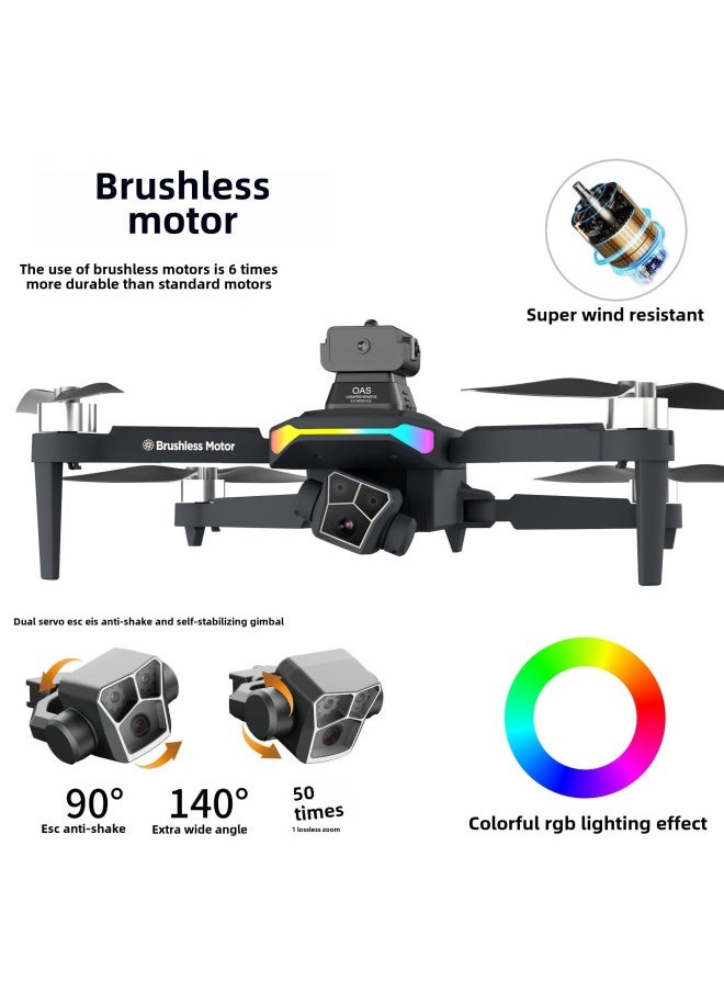 Generic - UAV F168 Brushless Optical Flow Obstacle Avoidance HD Aerial Quadcopter Long Endurance Remote Control Aircraft-Color:Carbon Fiber 8k (720p) Configuration-Specifications:1 Battery * Standard Long Battery Life (complete Set 569 Grams) - Image 1